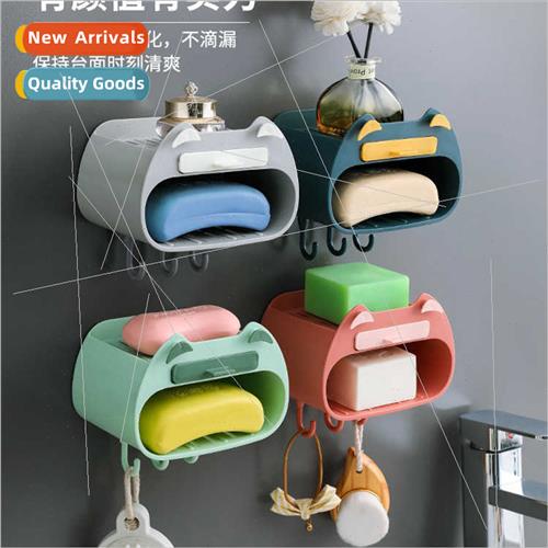 Non-marking adsorption double soap box draining shelf wall-m