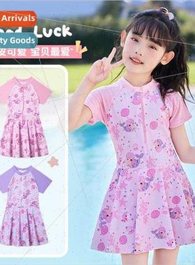 New ocean coral cartoon printing childrens swimsu cute princ
