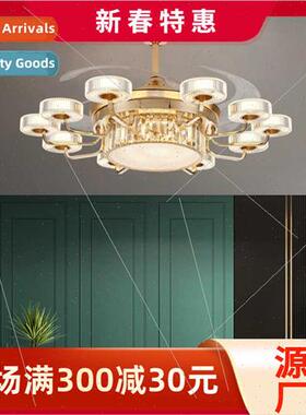 2023 new fan light light luxury crystal lamp ceiling fan lig