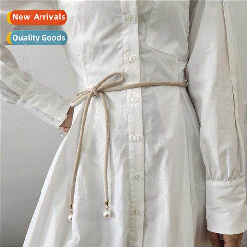 Women  simple versatile thin belt knotted rope velvet cloth