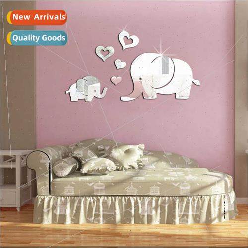 Home wall stickers love elephant mirror three-dimensional wa