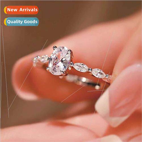 Europe lver Women Sparkling Copper Microset Oval Cubic Zirco