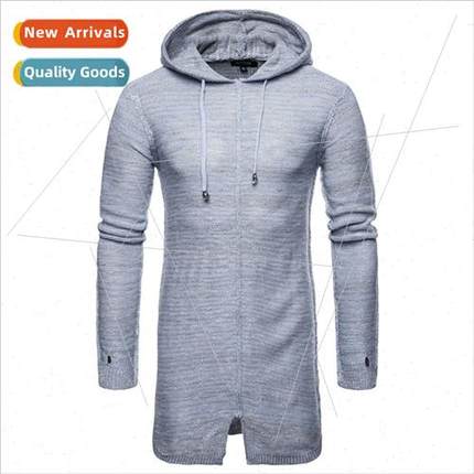 2021 Men Fall New Sweater Casual Pullover Mid-Length Hooded