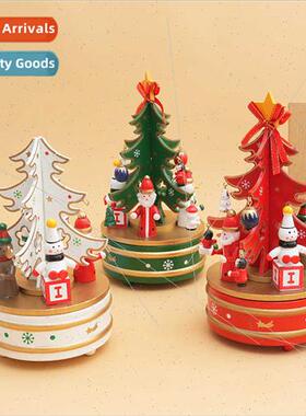 Desktop Christmas e carousel music box wooden music box crea
