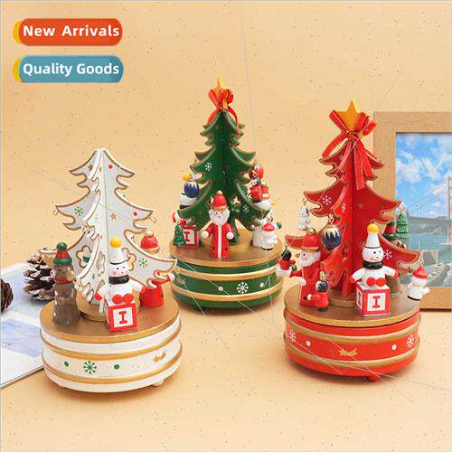 Desktop Christmas e carousel music box wooden music box crea