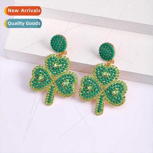 Day Green Earrings St. Per Bead Patrick Rice Europe Shamrock