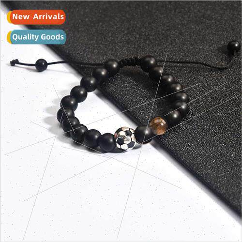 Mens Football Beaded Bracelet Compilation Black Frosted Men