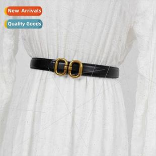 summer new buckle belt ret concealed female chic Korea brown