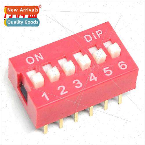 6P Dip Swch 6 Posion Flat Toggle Swch Pin Pch 2.54MM Red C1