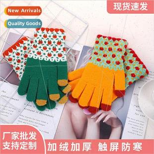 gloves winter color Korean couple warm collision knte women
