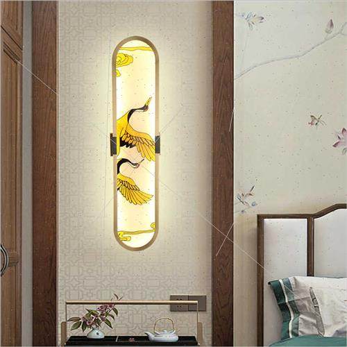 Full copper new Chinese enamel wall lamp living room bedroom