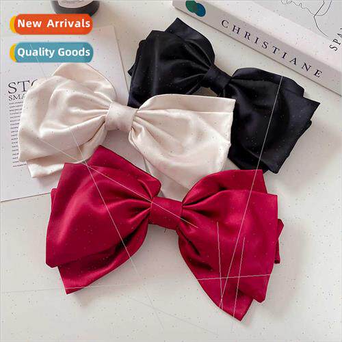 oversized three-layer bow hair clips female back head satin