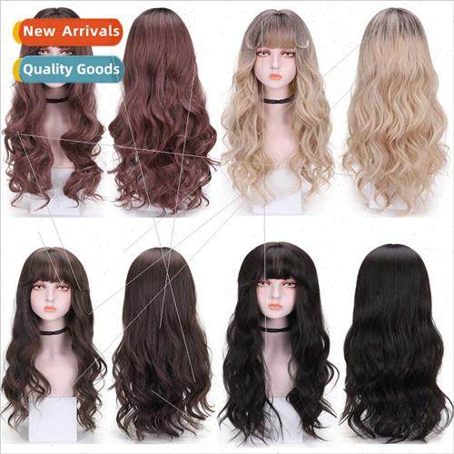 Blonde big wave wig female long hair Europe long curly hair