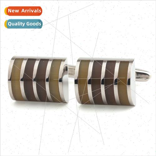 Striped Synchronized Gemstone Cufflinks French Shirt Men Cuf