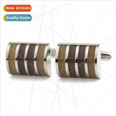 Striped Synchronized Gemstone Cufflinks French Shirt Men Cuf