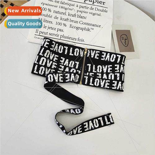 Women Alphabet Stch Wide Waistband Wide Belt Zipper Shape Fa