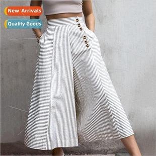 Celmia Fashion Women High Waist Striped Pants 2021 Autumn Vi