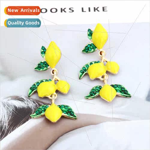 New rustic fru lemon earrings personalized creative alloy te
