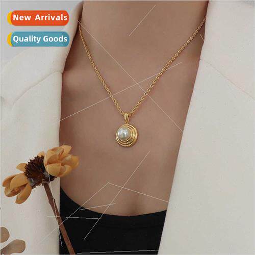 French retro choker threaded imation pearl pendant jewelry t