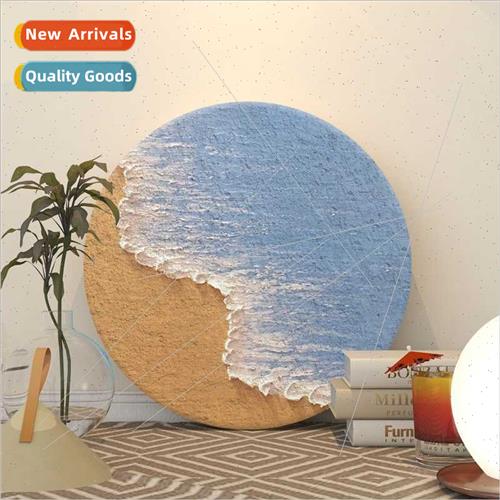 Round 3D acrylic quartz stexture painting handmade diy beach