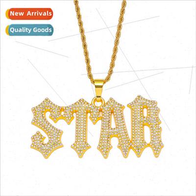 Diamond letters pendant necklace men cool bouncy punk access