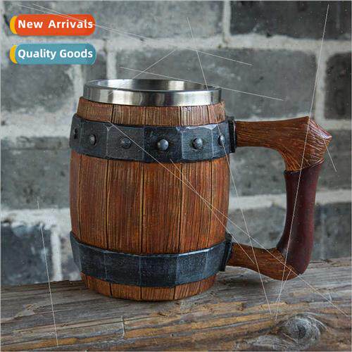 Wooden barrel beer mug creative large capacy bar mug water c