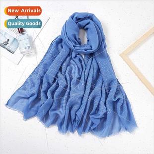 monochrome fashion scarf Cotton fall tassel sequins linen