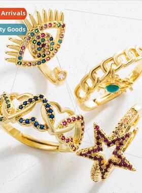 Personalized Trend Devil Eye Star Shape Brass Micropavé Col