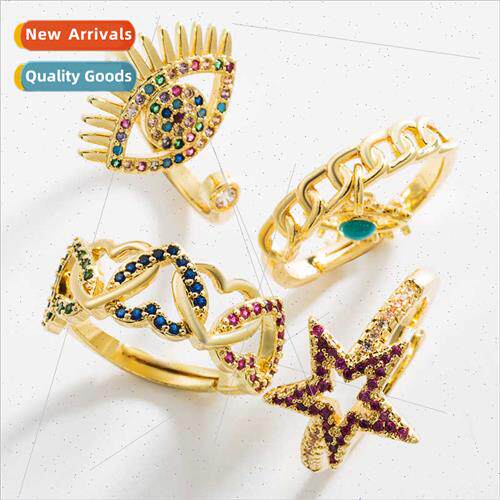 Personalized Trend Devil Eye Star Shape Brass Micropavé Col