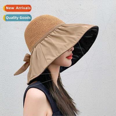 2022 new hat female summer vinyl sunscreen sunscreen straw h