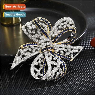 French retro bow fashion zircon brooch upscale female delica