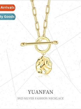 925 silver Hammered Circle pcs Necklace Women che Europe OT