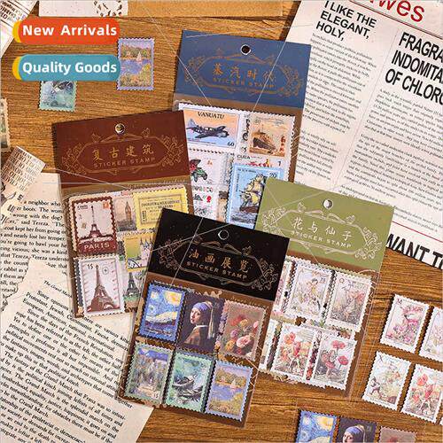 Vintage hot stamping sticker pack antique lerary stamps ins