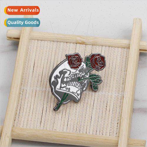 New creative brooch punk Halloween skull rose flower clothin