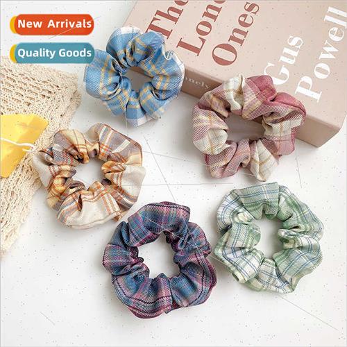 ins simple french plaid headdress fat sausage headband femal