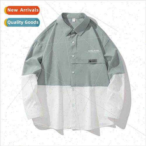 Autumn new men long-sleeved shirt casual wild color combinat