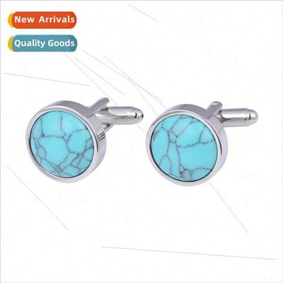 pure copper material men senior round turquoise French cuffl