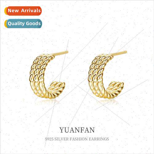 925 silver French multi-layer twist earrings female cold win