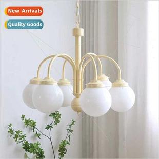 Beige Orb Chandelier Antique Vintage Vanilla Nordic French