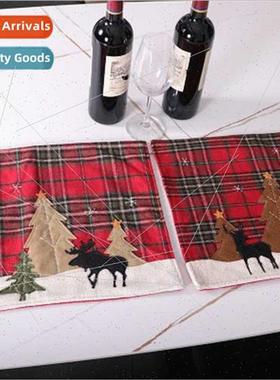 2021 new Christmas placemats black red plaid christmas deer