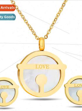 Tinkerbell Cat Love Natural Shell Women Tanium Earrings Neck