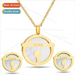 Tinkerbell Cat Love Natural Shell Women Tanium Earrings Neck