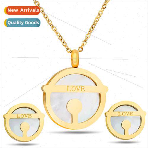 Tinkerbell Cat Love Natural Shell Women Tanium Earrings Neck