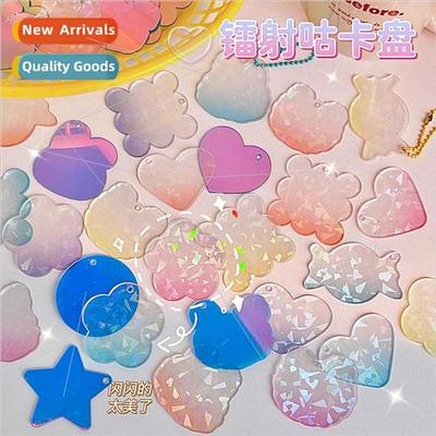 diy goo card small disk glter gradient acrylic keychain pend