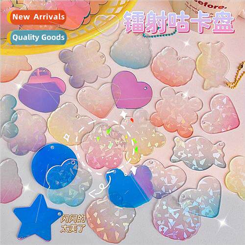 diy goo card small disk glter gradient acrylic keychain pend