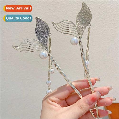new advanced sense mermaid tail tassel hairpin pearl rhinest