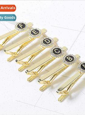 New round diamond-set French su tie clip men 26 English lett