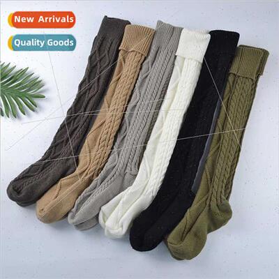 Autumn winter knting lengthened wool thigh-high socks women