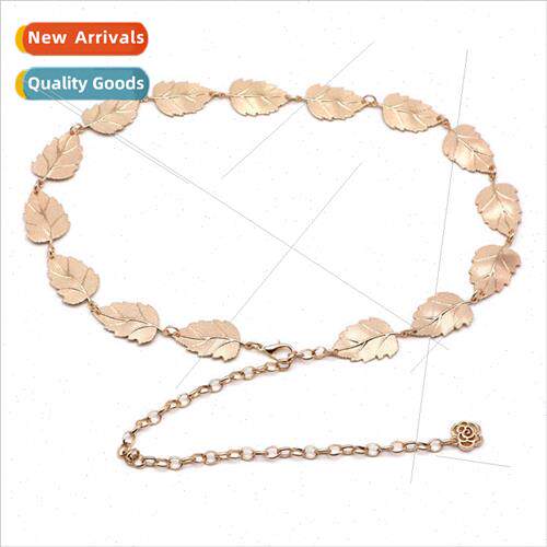 Fashion versatile dress metal leaves waist chain female Bell