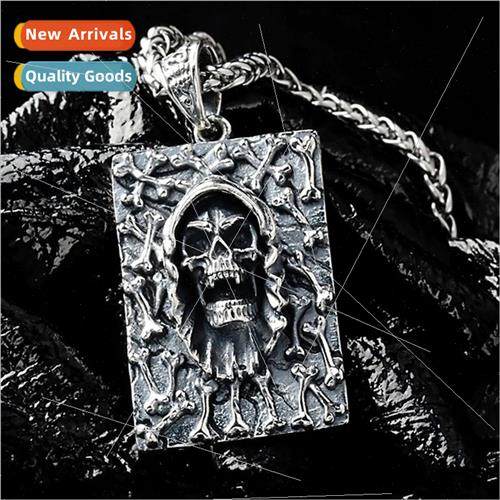 Europe punk skull pendant men tanium steel necklace personal